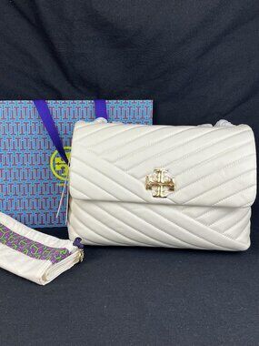 NEW Tory Burch Kira Chevron Large Convertible Should bag White